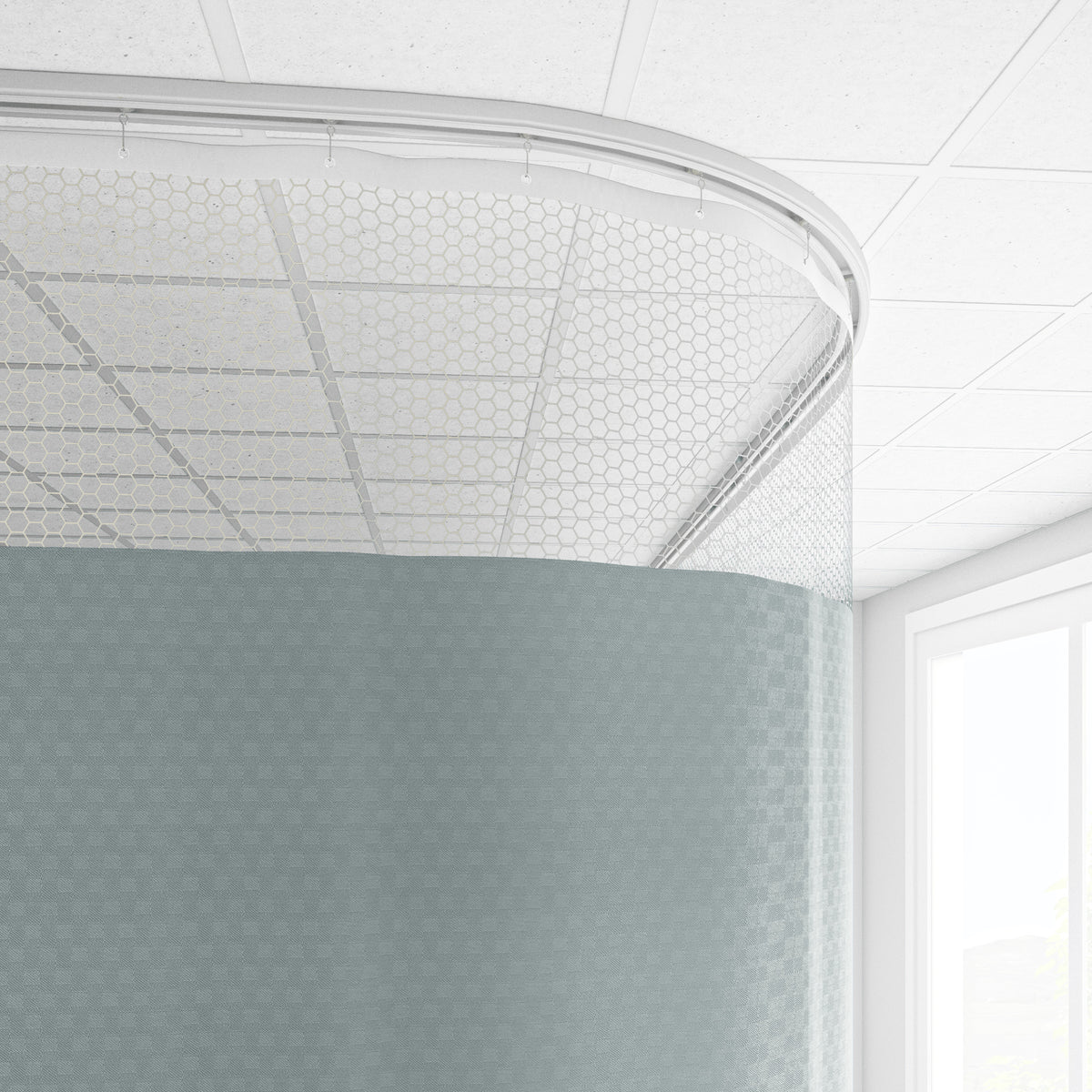 White Cubicle Curtain Mesh